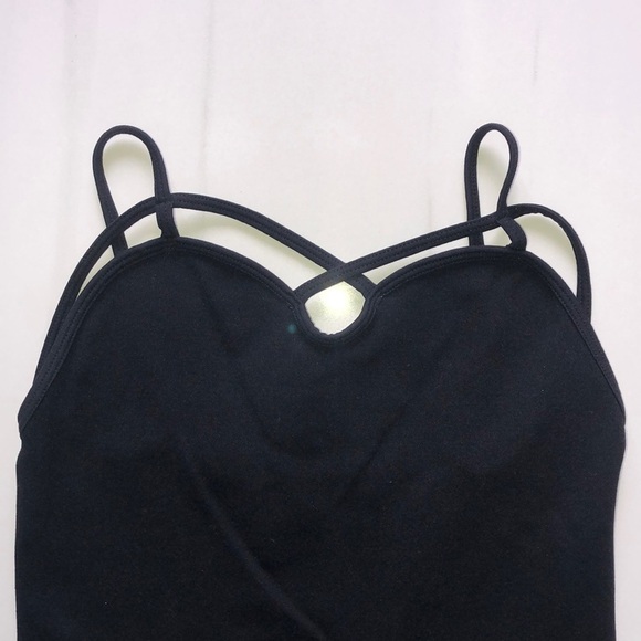 Black Cotton Lycra Sweetheart Neckline Tank - Picture 2 of 3